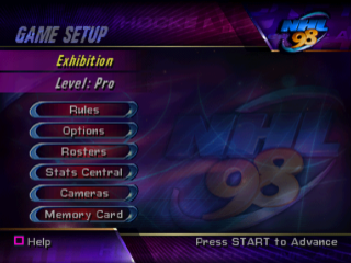 NHL 98 title screen for Playstation